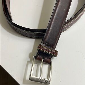 Brown Leather Belt with Silver Buckle